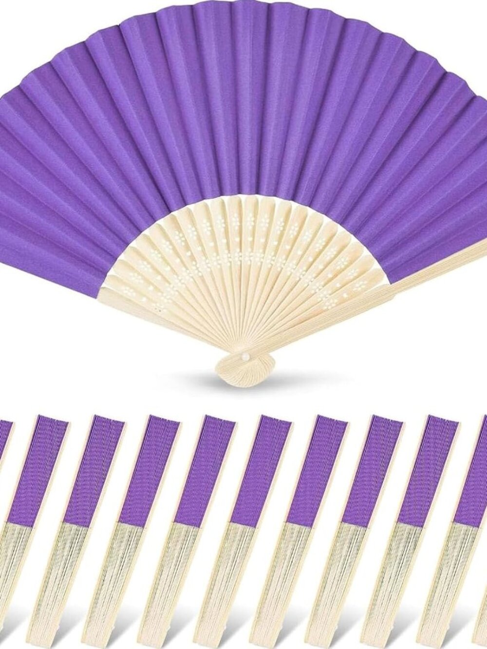 12 PCS Purple Paper Fans Handheld, 8.3 Inch Foldable Hand Fan